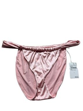GOOD AMERICAN: NWT Bubble Pink Satin‎ Side Tie Bikini Bali Bottom - Size 4/XL
